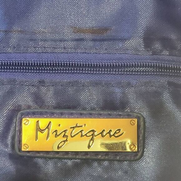 Miztique Blue with Gold Studs and Chain Vegan Leather Crossbody Clutch Purse - Picture 4 of 5